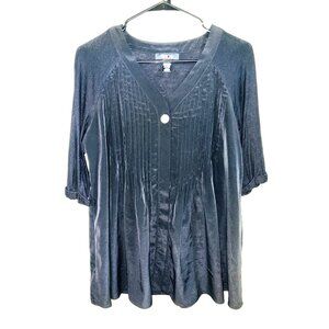 Style & Co. Womens Black Pintuck Button-Front Blouse XS Polyester/Rayon/Spandex